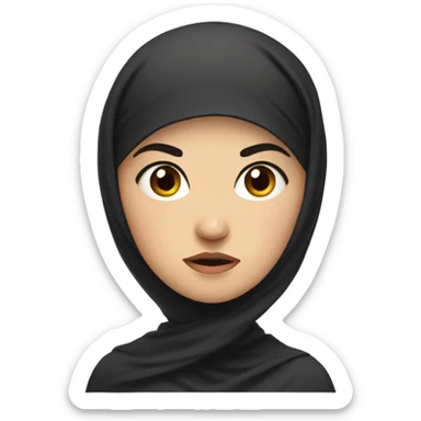 russian woman with black hair and headscarf looking disapproving and mad sticker