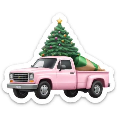 Pastel Pink truck with Christmas tree sticker