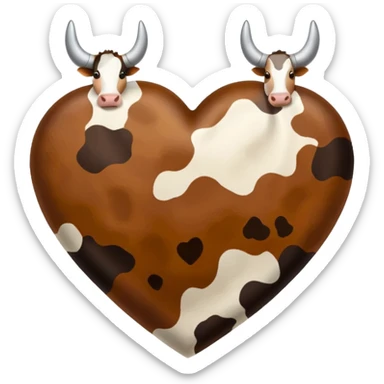 Cow print brown  heart sticker