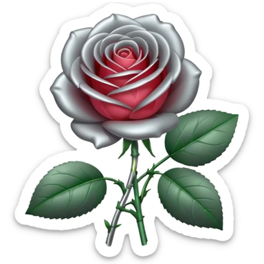 gray metal chrome rose, without green leaves, just flower sticker