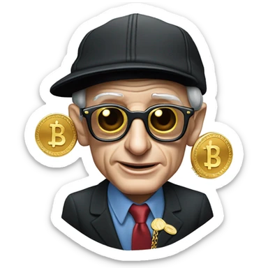 Steven hawking where a baseball cap to the side with sunglasses and a gold dollar sign chain  sticker