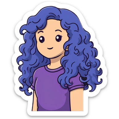 Cute girl with long wavy curly hair sticker