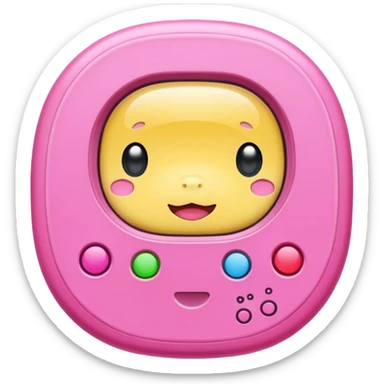 Tamagotchi ios app skeuomorphic, pink sticker