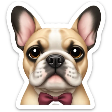 French bulldog black and tan wearing a bow sticker