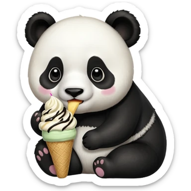Panda eating ice cream sticker