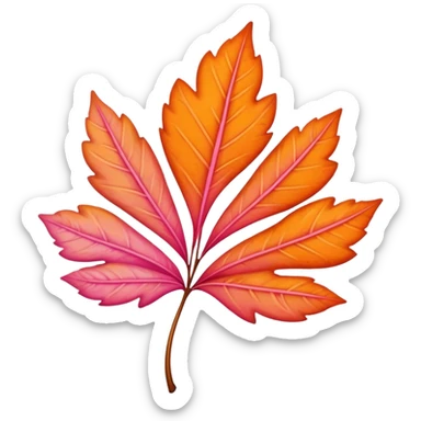 ultra realistic pink and orange leaf sticker