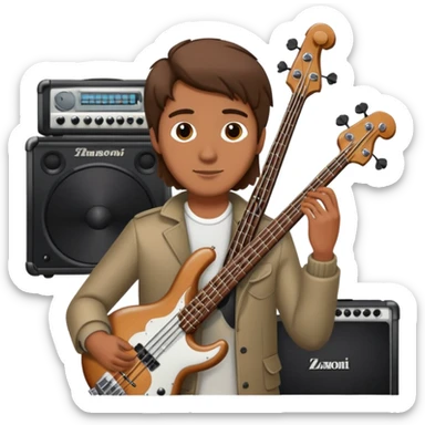 man holding a bass sticker