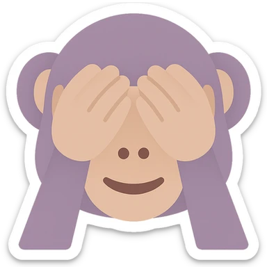 A dull purple Monkey Covering Eyes sticker