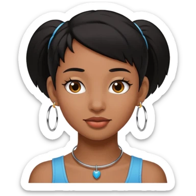 Pierced ear emoji with flirty expression brown skin black hair  sticker