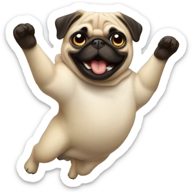 Pug doing a backflip  sticker