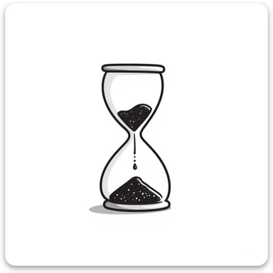 hand-drawn doodle icon of an hourglass turning over, expressive and whimsical, simple design sticker