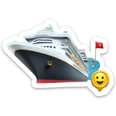 a cruise ship emoji with a map and a pin to show that the cruise has traveled the world sticker