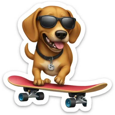 Dog wearing sunglasses skateboarding sticker
