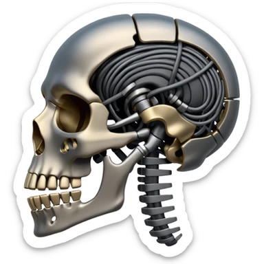 intertwined wires in the style of H.R. Giger, biomechanical, dark, detailed sticker