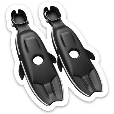 A 3D cartoon pair of diving flippers on a white background, shiny rubber texture, Memoji-style rendering. sticker