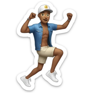 white man, cross earring, cap and short shorts, dancing sticker