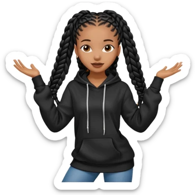African American girl with long black box braids wearing black Christian hoodie dancing sticker