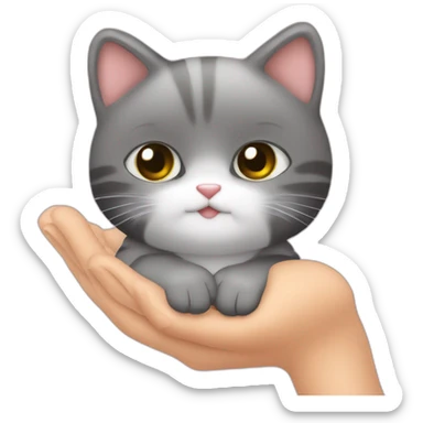 Un bébé chat avec un cœur dans les mains sticker