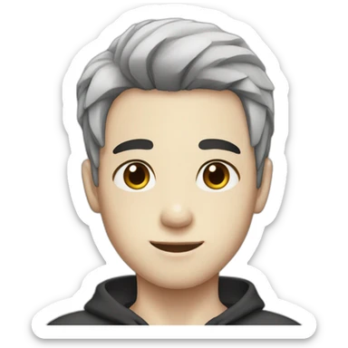 Boy with straight black hair white skin freckles sticker