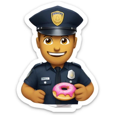 Police eating donut smiling  sticker