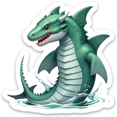 A dragon fighting against a shark in a lake sticker