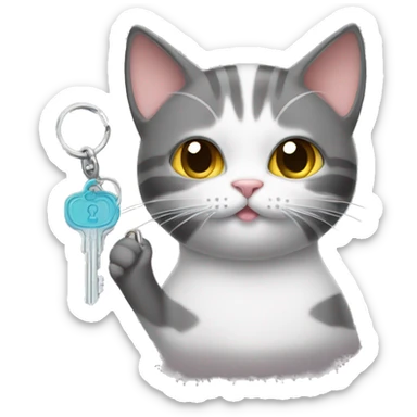 cat with a house key and a handful of sugar sticker