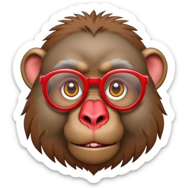 Baboon with a red face and glas sticker