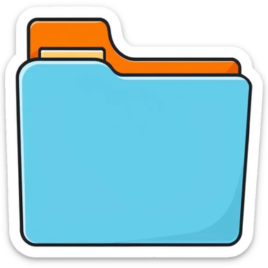 exact default Mac OS folder icon with the classic tab design in light pastel blue color sticker