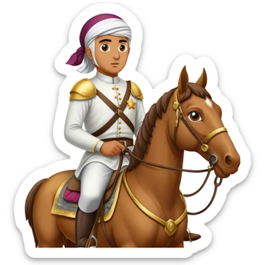 a veteran islam abdallah on a horse ready to go into battle sticker