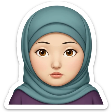 ASIAN WOMAN WITH HIJAB, CHUBBY, SERIOUS FACE sticker