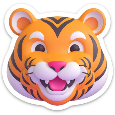 laughing tiger face for Twitch emote sticker