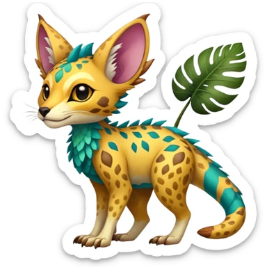 Feral Rare Fantasy vibrant tropical Vernid-Trico-species by LiLaiRa, random markings, tufted ears, full body sticker