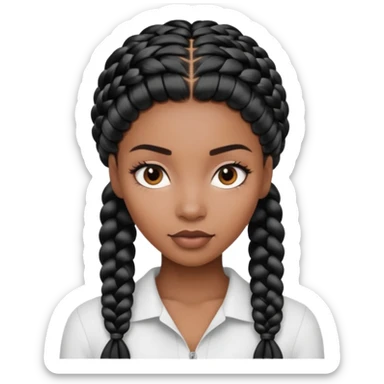 Beautiful black woman with split half black and white braided hair sticker
