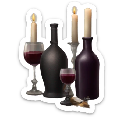 Dark cozy wine set up with Vintage candelabra on a table sticker