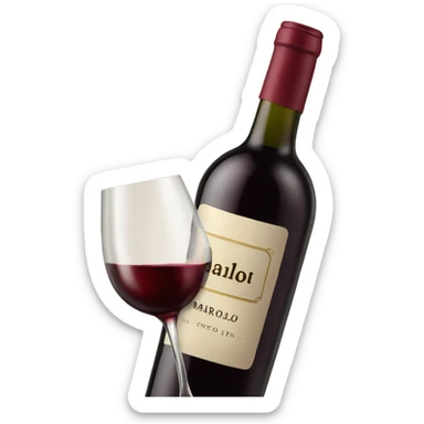 Wine bottle with the label that spells "BAROLO" sticker