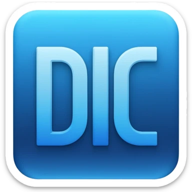 Emoji-style icon of 'DBC' in bold uppercase letters, blue gradient colors, modern and minimal design, tech/gaming aesthetic, transparent background sticker