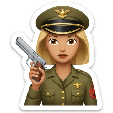 Woman marine with handgun  sticker
