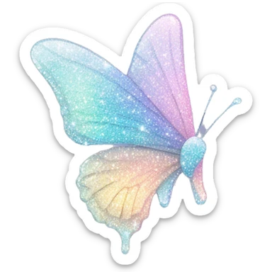 Pastel sparkly glittery shiny iridescent glass crystal butterfly sticker