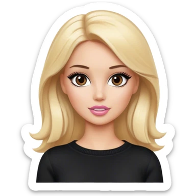 blonde makeup artist barbie, black sweater, brown eyes sticker