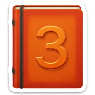 Red-orange book with a number "3" in the cover sticker