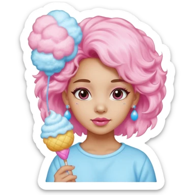 cotton candy girl earringed sticker