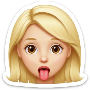 Blonde girl sticking tongue out  sticker