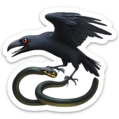 Crow attacking a Snake sticker