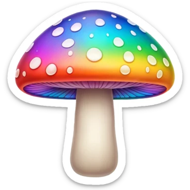 Rainbow colored mushroom sticker
