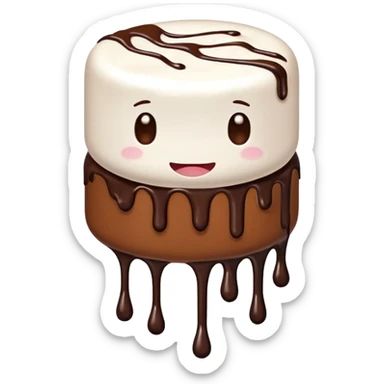 Marshmallow with chocolate dripping down sticker