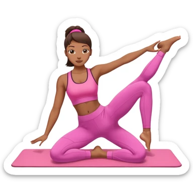 medium-skinned woman doing Pilates in pink sportswear sticker