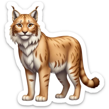 Lynx, full body in the style of the apple tiger and lion, realistic, friendly, snow sticker