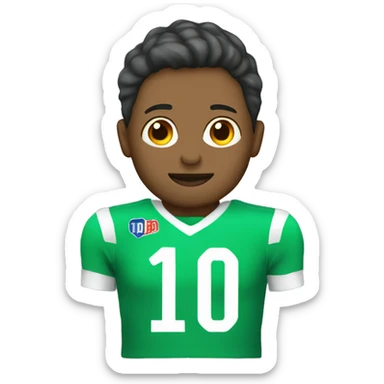 Green Football shirt with number 10 sticker