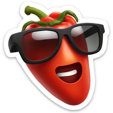 serious Red Pepper in black sun glasses sticker