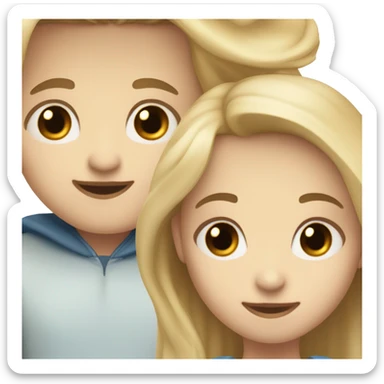 Short blonde girl with boy eyes with a tall boy with Brown hair and blue eyes sticker